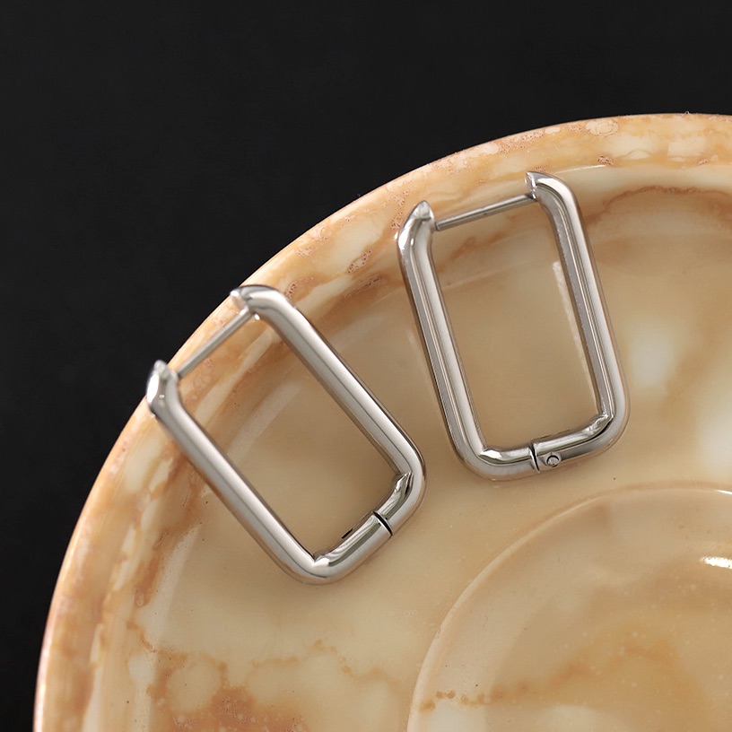 Silver Rectangular Hoop Earrings